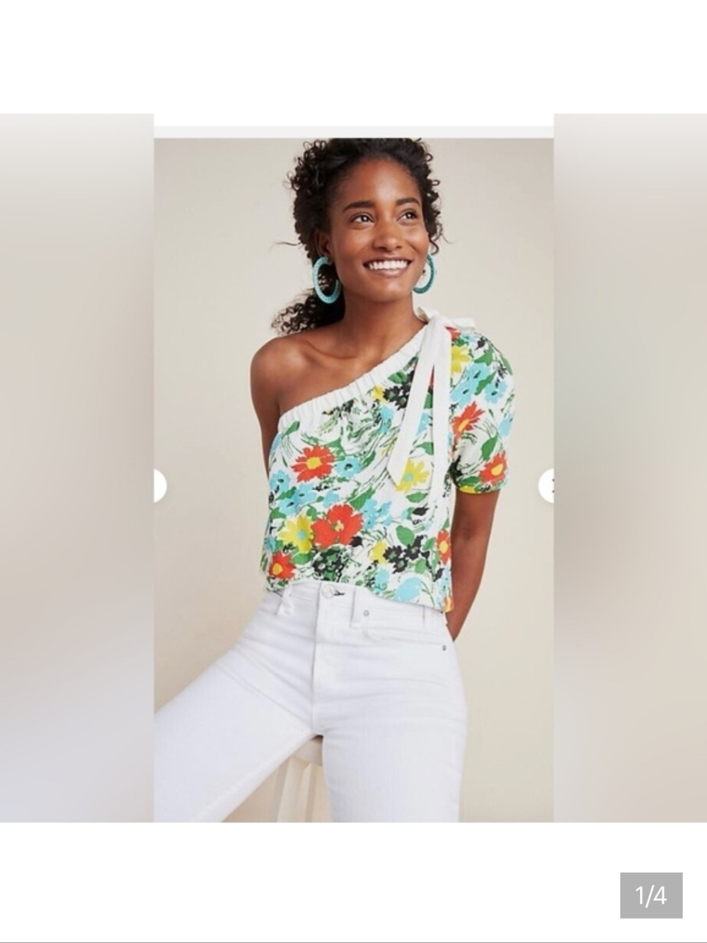 NWT Anthropologie For Porridge Larsa Floral One-Shoulder Top